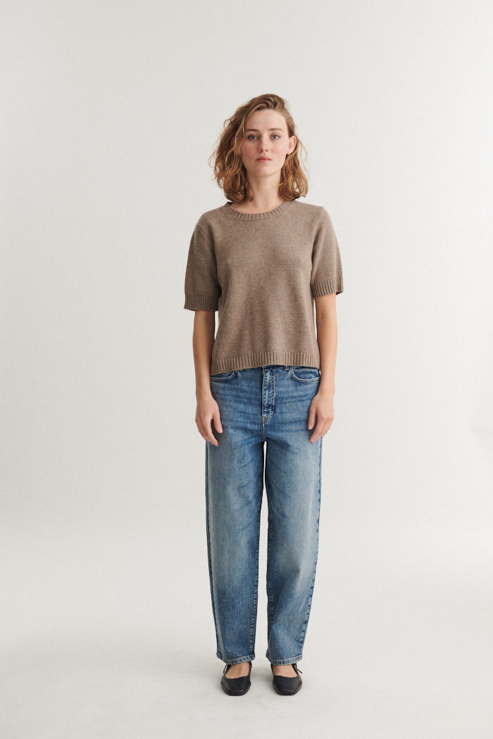 Basic Apparel Cady SS O-neck Sweaters 715 Greige